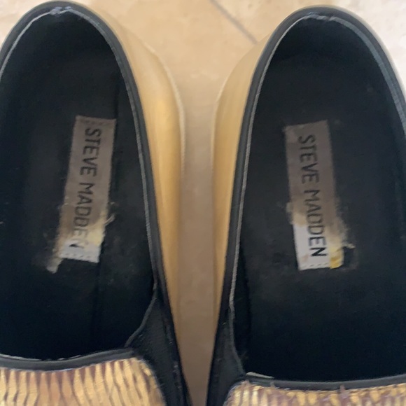 Steve Madden Platform Buhba Gold Genuine Leather Slip On Sneaker - Picture 11 of 13